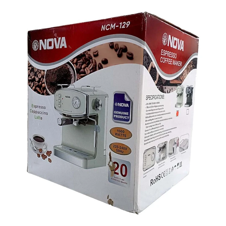 اسپرسو و قهوه ساز 1500 وات نوا 20 بار مدل نووا NOVA NCM-129)تخفیف تکرار نشدنی💥💥💥