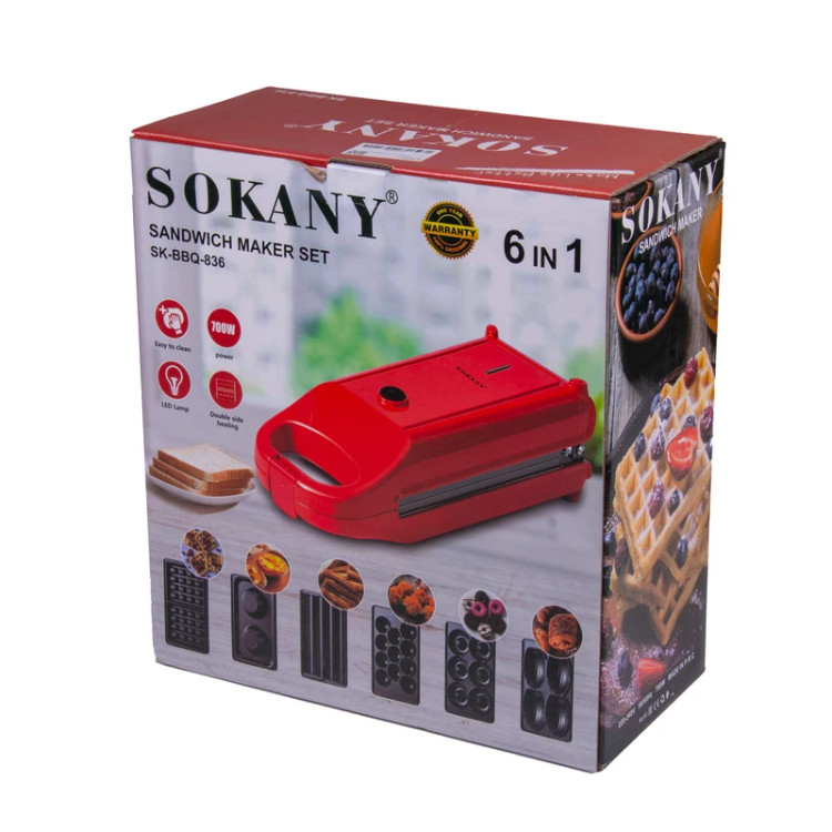ساندویچ ساز ۶ کاره سوکانی مدل Sokany SK-BBQ-836