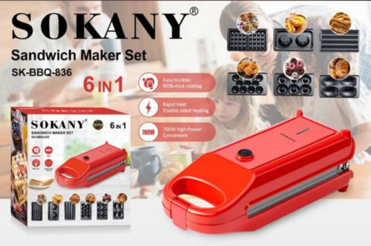 ساندویچ ساز ۶ کاره سوکانی مدل Sokany SK-BBQ-836