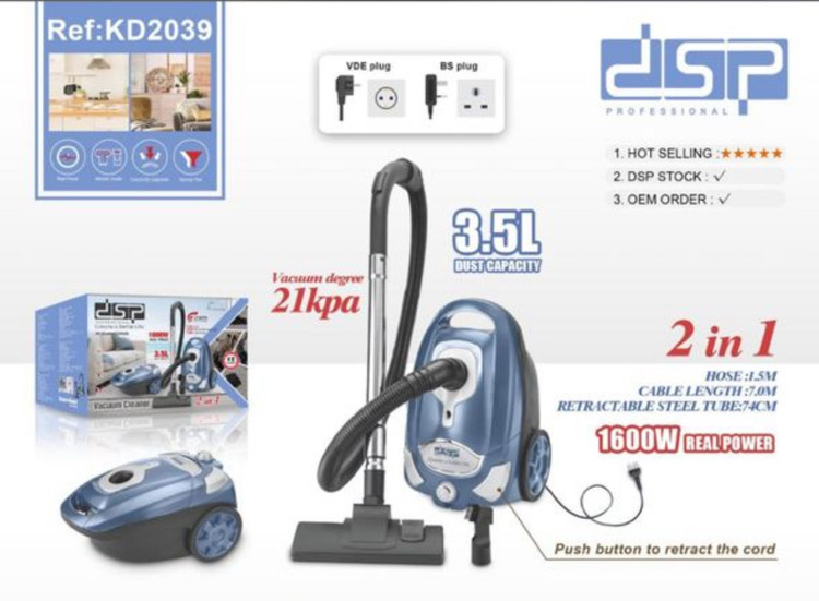 جاروبرقی ۲ کاره DSP مدل KD2039 ظرفیت ۳.۵ لیتر