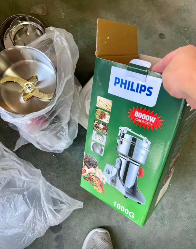 آسیاب صنعتی گهواره ای ۱۰۰۰ گرم فیلیپس-قدرت 8000W وات-تیغه طلایی