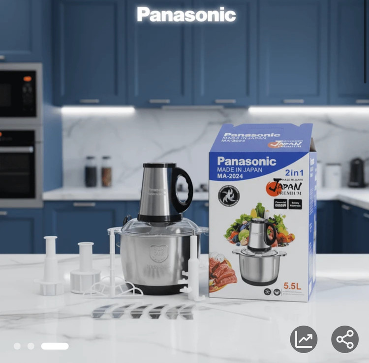 خردکن 5.5 لیتری پاناسونیک ژاپن- ۶ تیغه تیتانیوم استیل- قدرت 6000W وات- مدل 2024