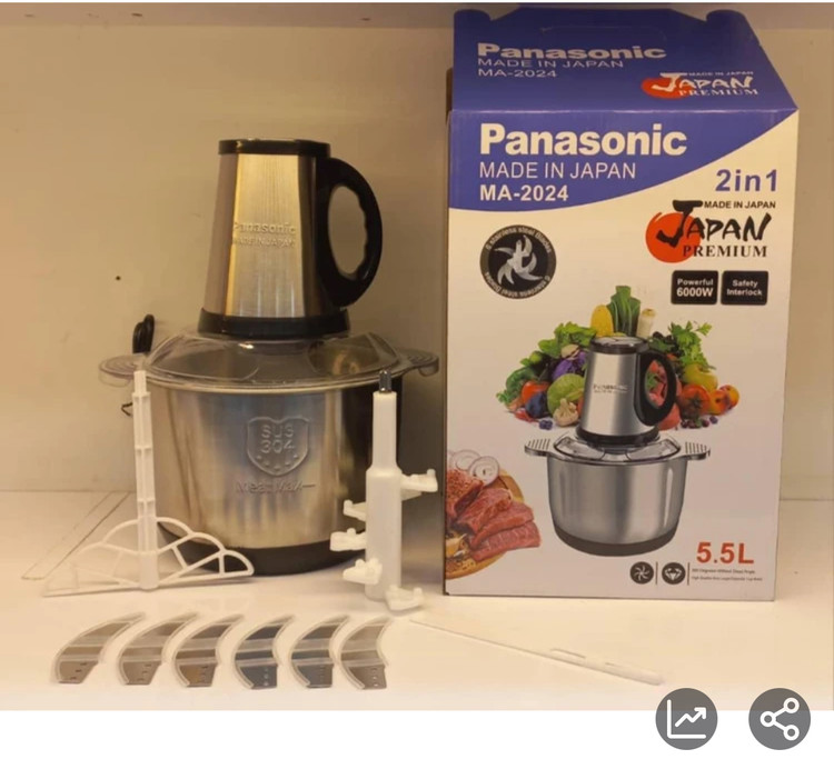خردکن 5.5 لیتری پاناسونیک ژاپن- ۶ تیغه تیتانیوم استیل- قدرت 6000W وات- مدل 2024