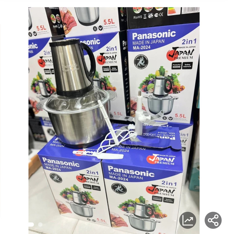خردکن 5.5 لیتری پاناسونیک ژاپن- ۶ تیغه تیتانیوم استیل- قدرت 6000W وات- مدل 2024