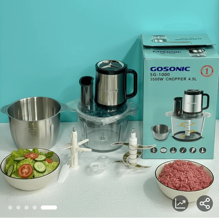 خردکن و سالاد ساز 5 کاره گوسونیک- ظرفیت 4/5 لیتری دو مخزنه قدرت 3500W وات مدل SG-1000