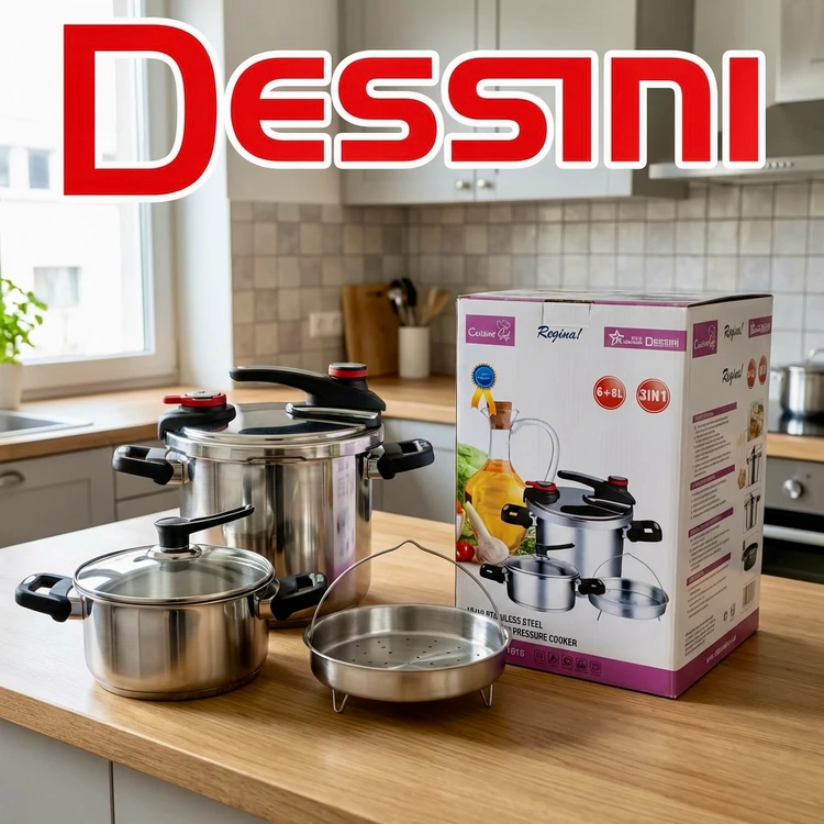 زودپز دوقلو دسینی با ظرفیت 6 و 8 لیتر و درب کیلیپسی
