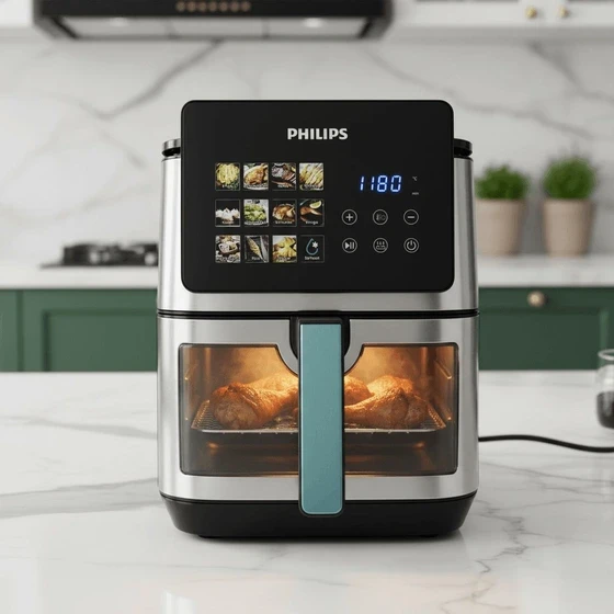 سرخ کن دوالمنت فیلیپس- ظرفیت 15 لیتری جلو پنجره ای مانیتور دار- قدرت 3500W وات- مدل PH-9276👌🏻😍