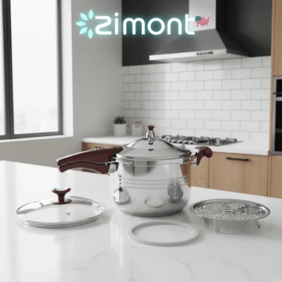 زود پز دسته دار زیمونت- ظرفیت 7 لیتری تمام استیل- مدلAMZ-7