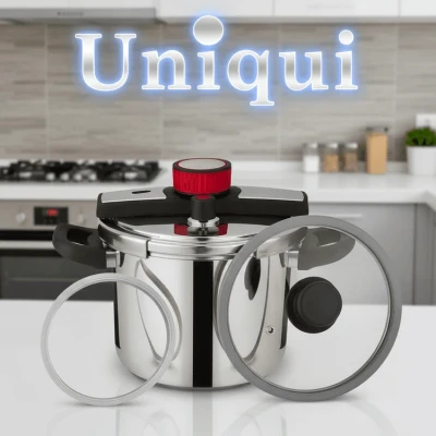 زود پز 6 لیتری یونیک- درب کلیپسی+ درب شیشه ای- مدل UN-06