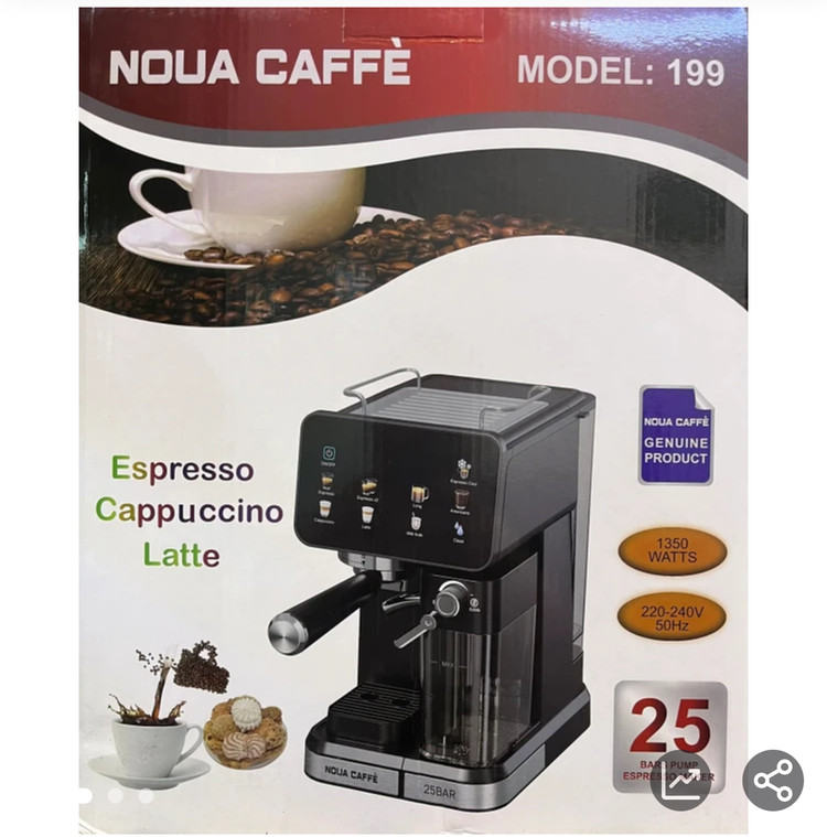 اسپرسو ساز 25 بار تمام لمسی با مخزن شیر😍👌🏻مدل NCM-199-noua caffe