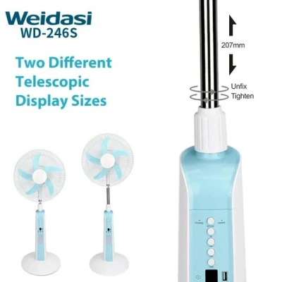 پنکه شارژی خورشیدی ویداسی مدل WD246S سایز ۱۶ اینچ با ریموت کنترل