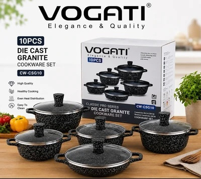 این محصول یک سرویس قابلمه گرانیتی ۱۰ پارچه VOGATI مدل CW-CSG10 است
