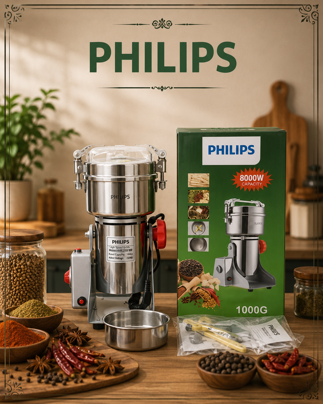 آسیاب صنعتی گهواره ای ۱۰۰۰ گرم فیلیپس-قدرت 8000W وات-تیغه طلایی