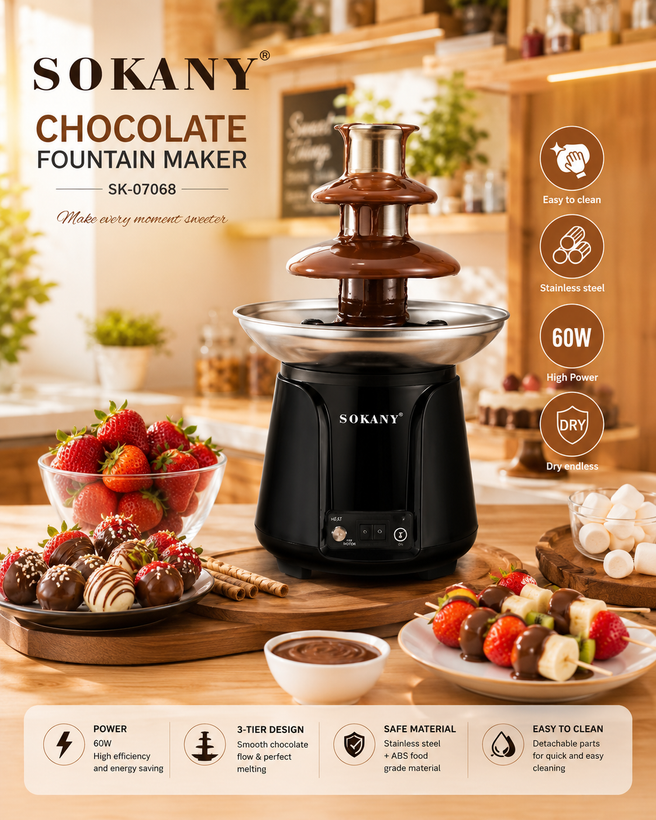 آبشار شکلات سه طبقه سوکانی مدل Sokany Sk-07069