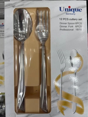 سرویس قاشق و چنگال ۱۲ پارچه Unique Germany اصلی (یونیک حک شده ✅)مدل 18/10 استیل ضد زنگ