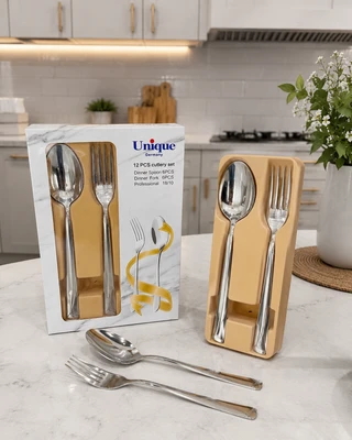 سرویس قاشق و چنگال ۱۲ پارچه Unique Germany اصلی (یونیک حک شده ✅)مدل 18/10 استیل ضد زنگ