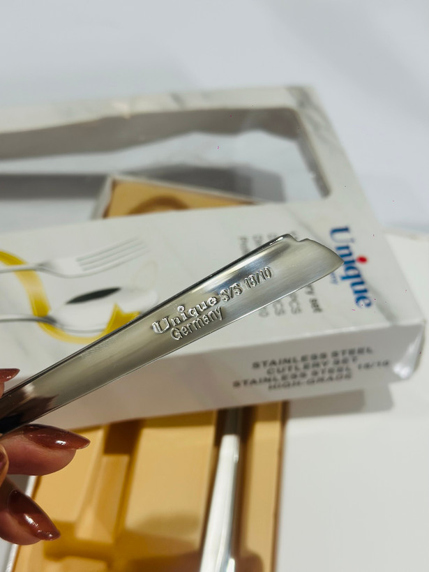 سرویس قاشق و چنگال ۱۲ پارچه Unique Germany اصلی (یونیک حک شده ✅)مدل 18/10 استیل ضد زنگ