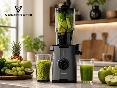 آبمیوهگیری و عصاره گیر (Slow Juicer) ووگاترونیکس مدل VE-SJ02 | موتور 200 وات | دهانه ورودی 108 میلیمتری